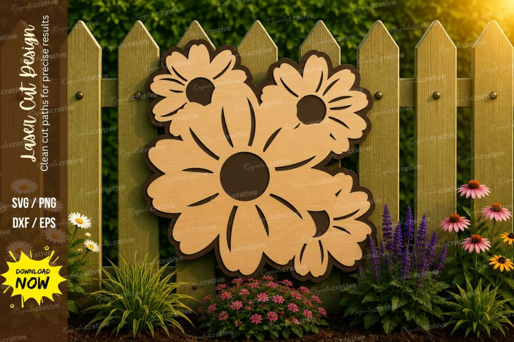 Daisy Flower Cluster Laser Cut SVG Design daisy svg, flower