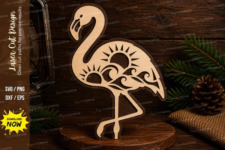 Flamingo Floral Laser Cut SVG Design flamingo svg, tropical