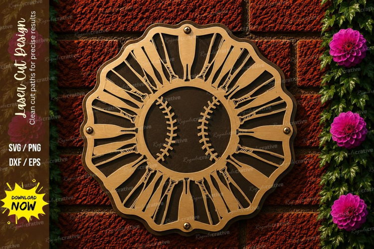 Baseball Sunburst Laser Cut SVG Design baseball svg, basebal