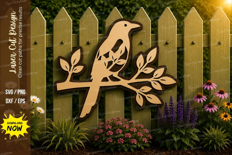 Songbird Branch Laser Cut SVG Design bird svg, songbird bran