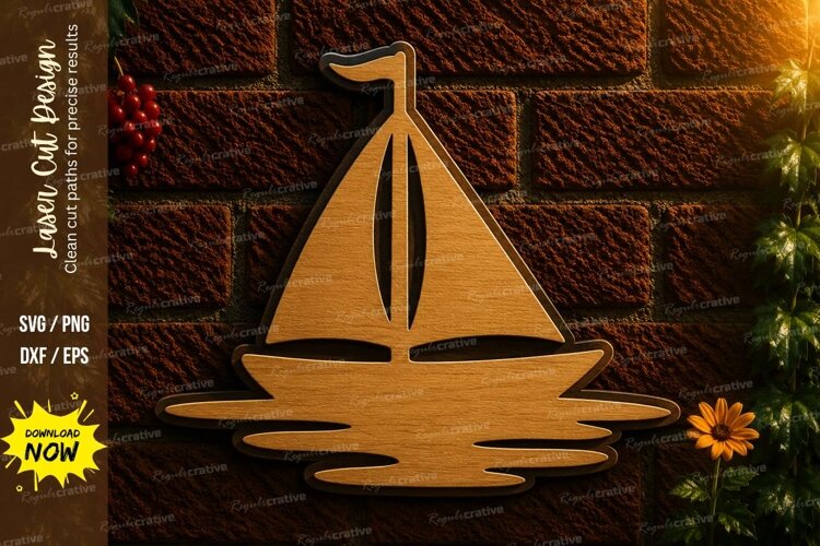 Sailboat Laser Cut SVG File sailboat svg, sailing boat svg, example image 1
