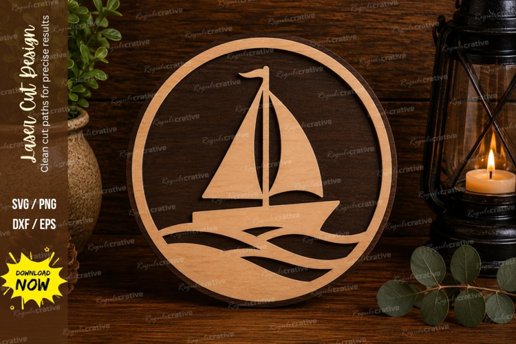 Ocean Sailboat Laser Cut SVG File ocean sailboat svg, sailbo