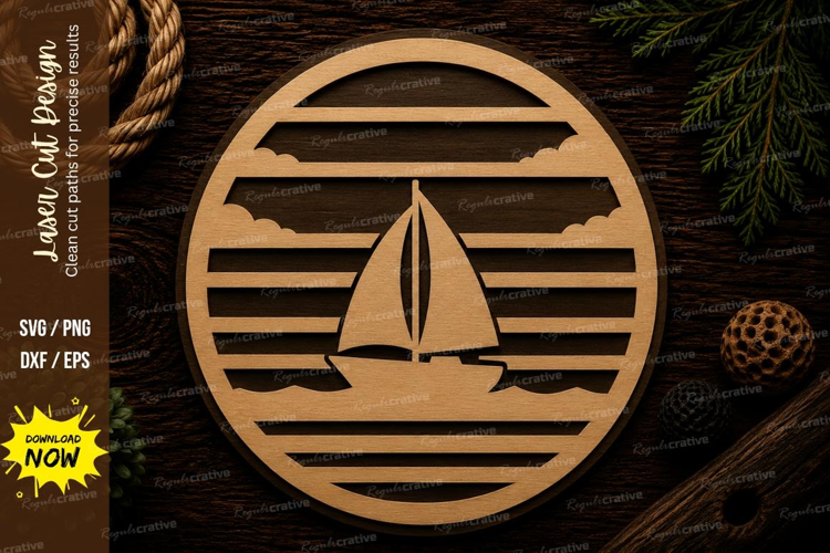 Sunset Sailboat Laser Cut SVG File sunset sailboat svg