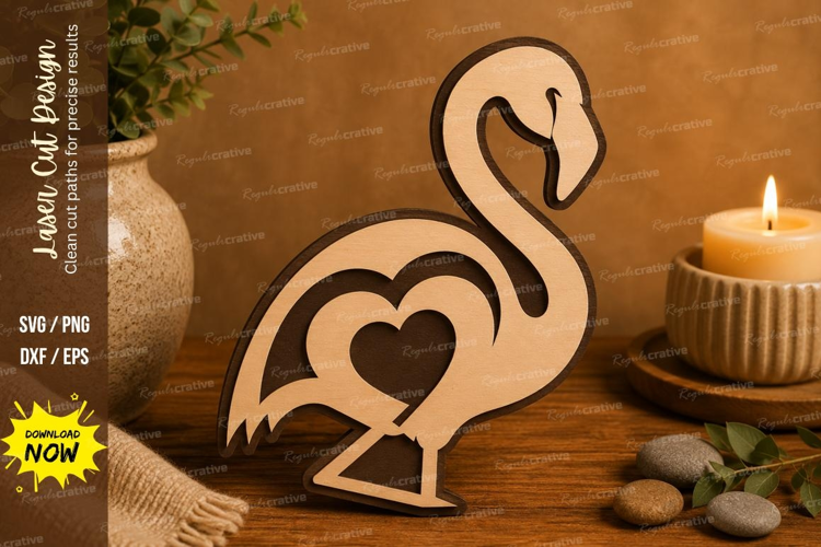 Flamingo Heart Laser Cut SVG File flamingo svg, heart flamin