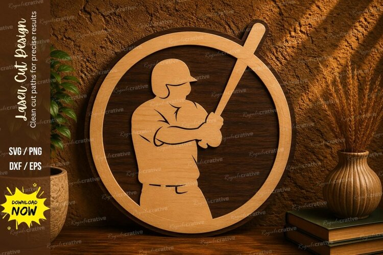 Baseball Player Laser Cut SVG File baseball player svg, base example image 1