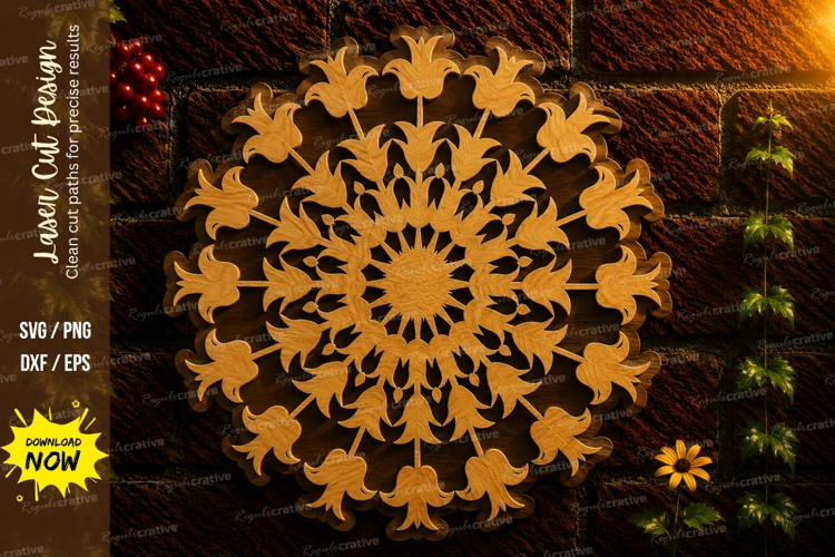 Floral Mandala Laser Cut SVG File floral mandala svg, mandal