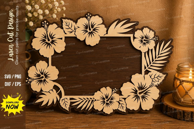 Floral Frame Laser Cut SVG File floral frame svg, flower fra