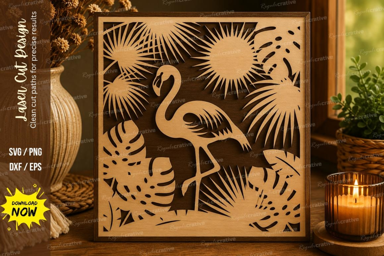 Flamingo Scene Laser Cut SVG File flamingo svg, tropical fla