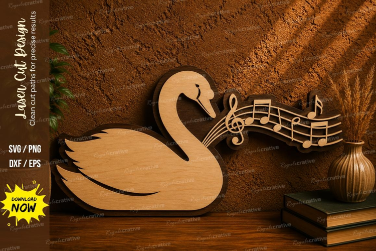 Music Swan Laser Cut SVG File swan svg, music swan svg, lase