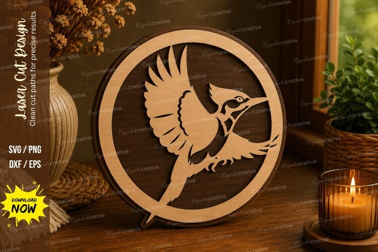 Flying Bird Laser Cut SVG File flying bird svg, bird silhoue example image 1