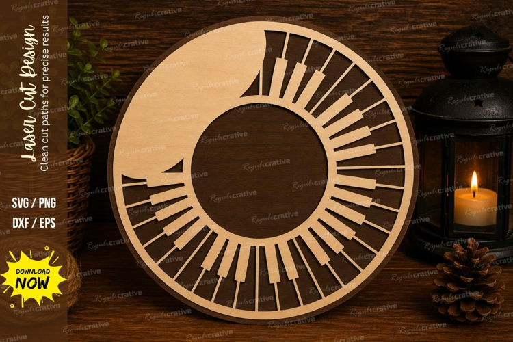 Piano Keys Round Frame Laser Cut SVG File piano keys svg