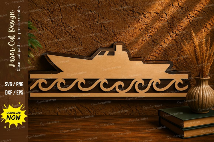 Boat Waves Border Laser Cut SVG File boat border svg, boat