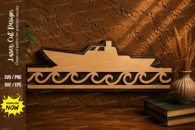 Boat Waves Border Laser Cut SVG File boat border svg, boat