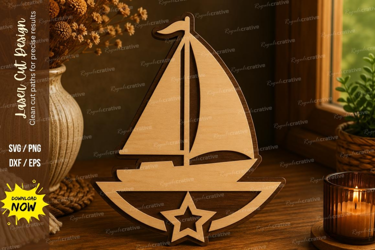 Sailboat Star Laser Cut SVG File sailboat svg, sailing boat