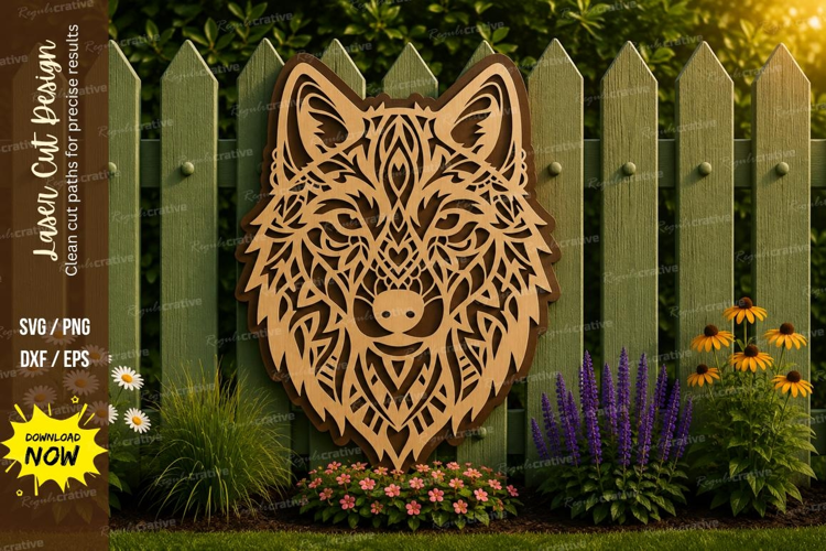 Wolf Head Laser Cut SVG File wolf head svg, wolf face svg,