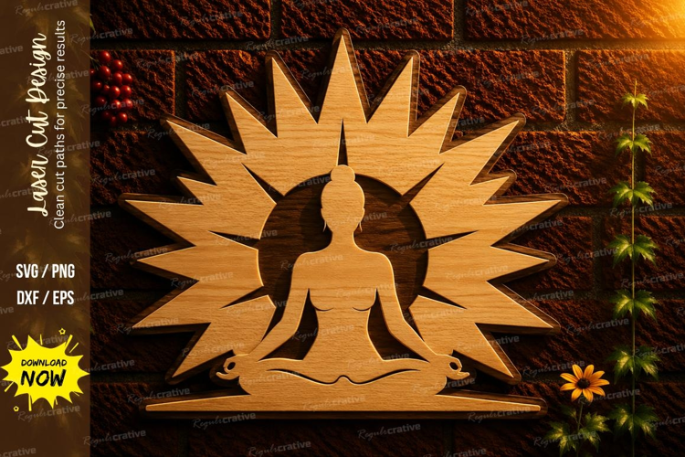 Meditation Sunburst Laser Cut SVG File meditation sun svg