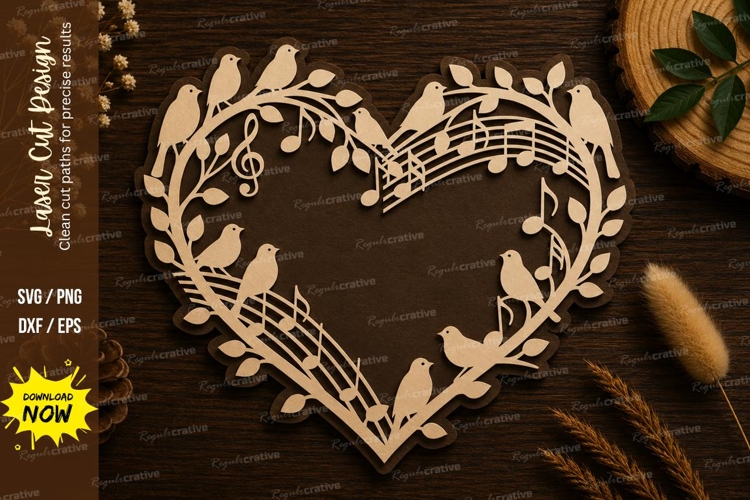 Music Heart Frame Laser Cut SVG File music heart svg, musica