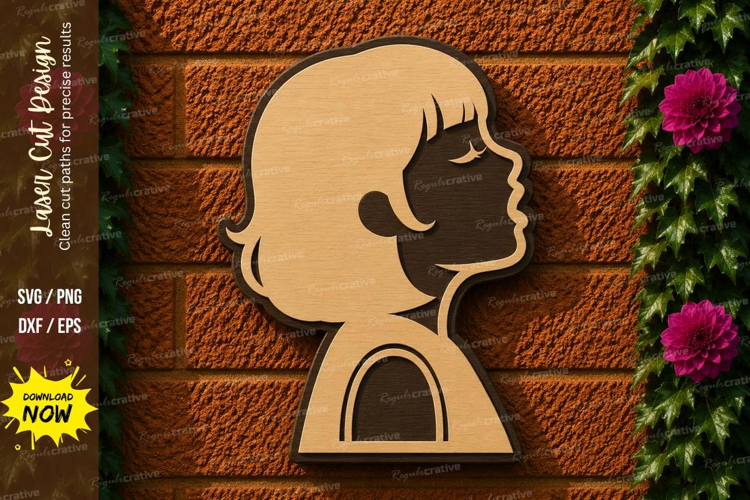 Little Girl Silhouette Laser Cut SVG File little girl svg