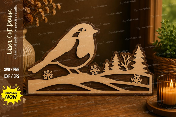 Bird Nature Scene Laser Cut SVG File bird nature svg, bird