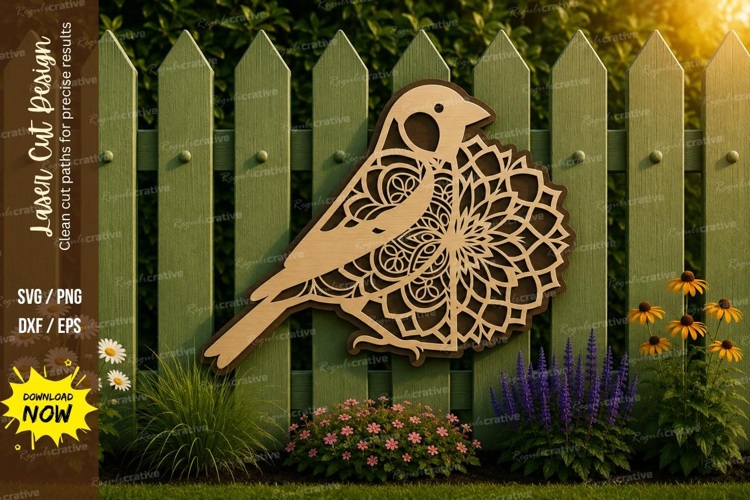 Bird Mandala Laser Cut SVG File bird mandala svg, mandala