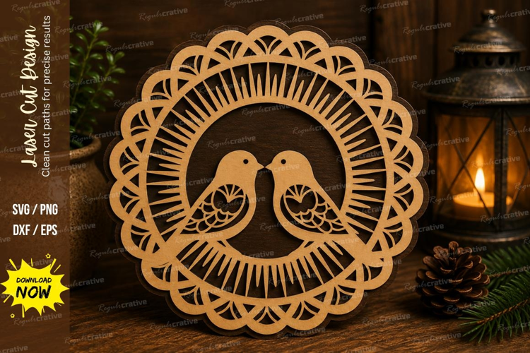 Love Birds Mandala Laser Cut SVG File love birds mandala svg