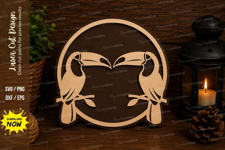 Love Birds Circle Laser Cut SVG File love birds svg, kissing