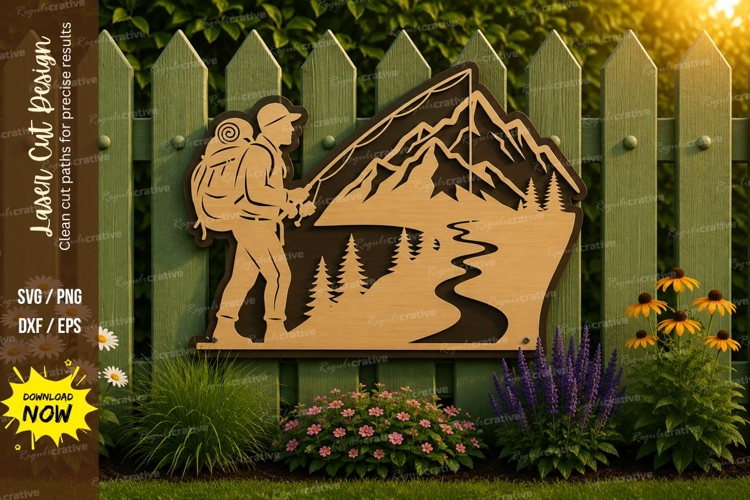 Mountain Hiker Laser Cut SVG File mountain hiker svg, hiking