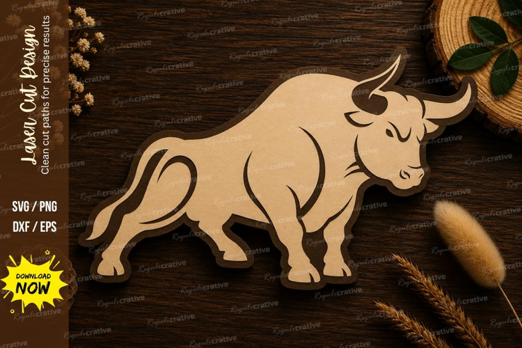 Charging Bull Laser Cut SVG File bull svg, charging bull svg