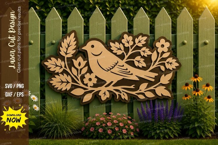 Bird Nest Laser Cut SVG File bird nest svg, songbird svg, example image 1