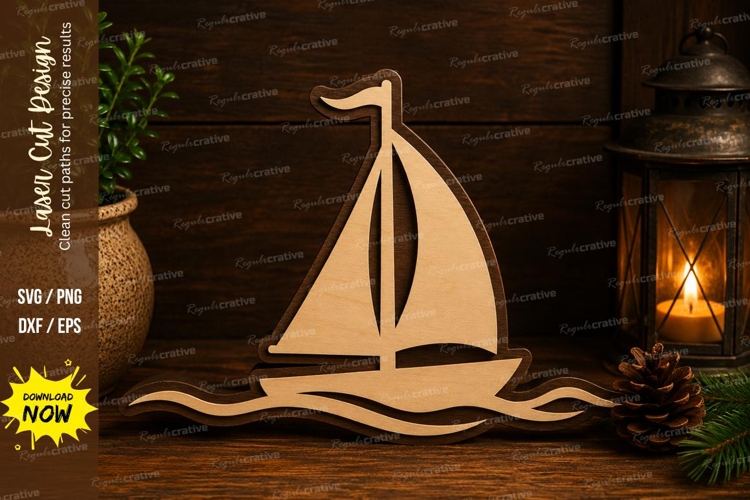 Classic Sailboat Laser Cut SVG File classic sailboat svg