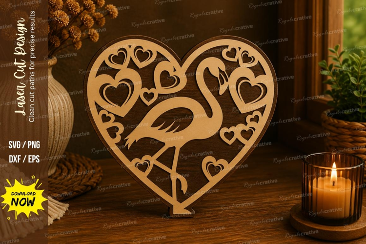 Flamingo Heart Laser Cut SVG File flamingo heart svg, flamin