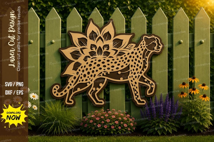 Floral Cheetah Laser Cut SVG File cheetah svg, leopard svg,