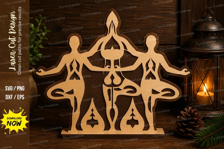 Yoga Meditation Trio Laser Cut SVG File yoga svg, meditation