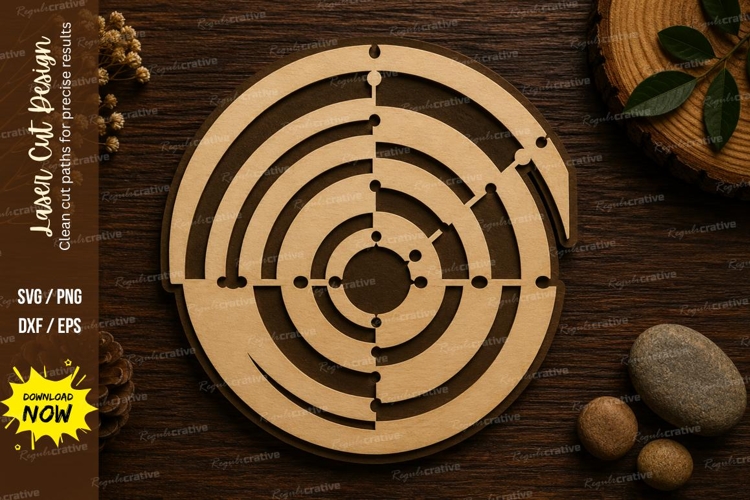 Circular Maze Puzzle Laser Cut SVG File maze svg, puzzle svg