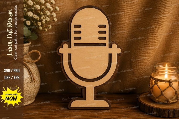 Vintage Microphone Laser Cut SVG File vintage microphone svg