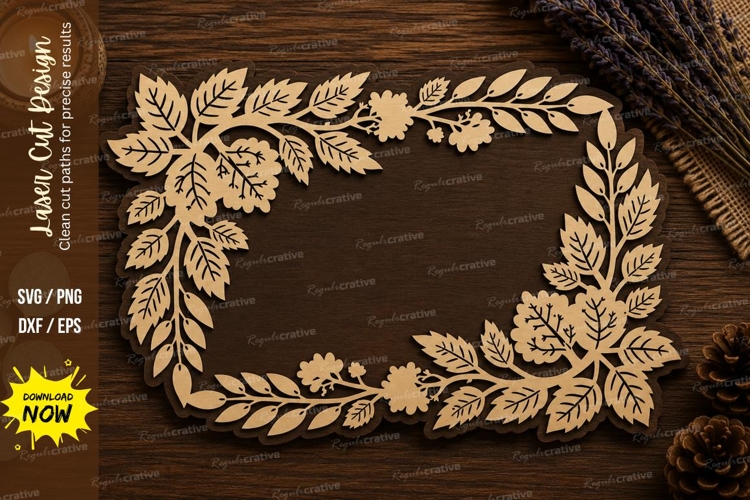 Botanical Rectangle Frame Laser Cut SVG File botanical frame