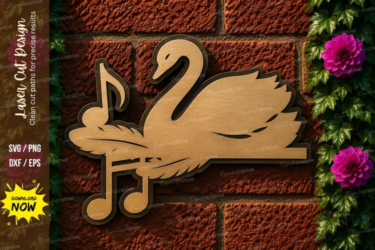 Musical Swan Laser Cut SVG File musical swan svg, swan music