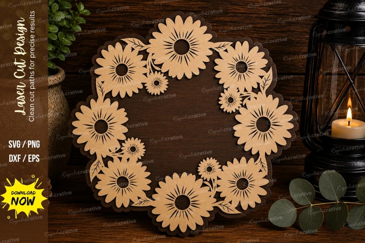 Sunflower Wreath Laser Cut SVG File sunflower wreath svg
