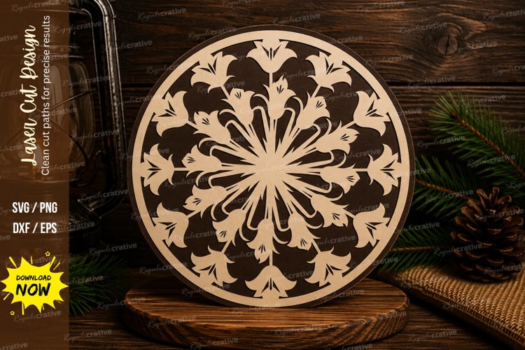 Floral Mandala Laser Cut SVG File floral mandala svg, flower