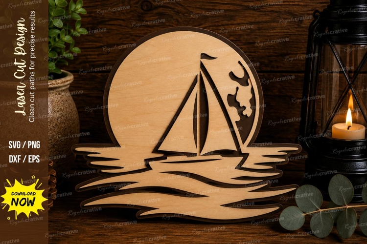 Sailboat Sunset Laser Cut SVG File sailboat sunset svg, sail