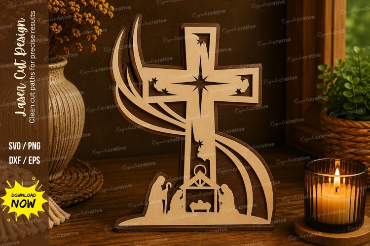 Christian Cross Church Laser Cut SVG File christian cross sv