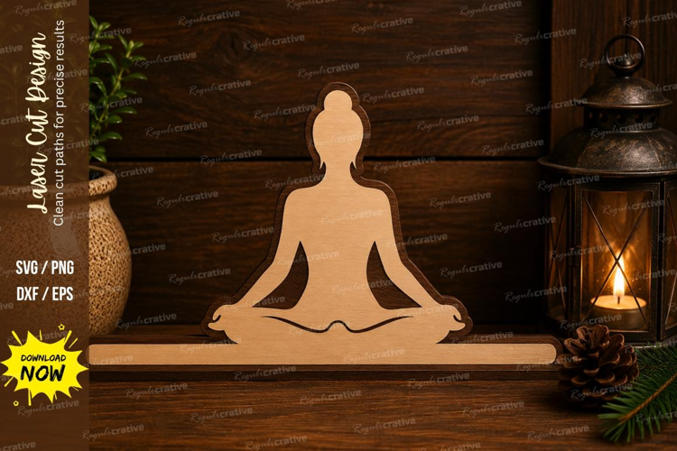 Meditation Circle Woman Laser Cut SVG File meditation svg