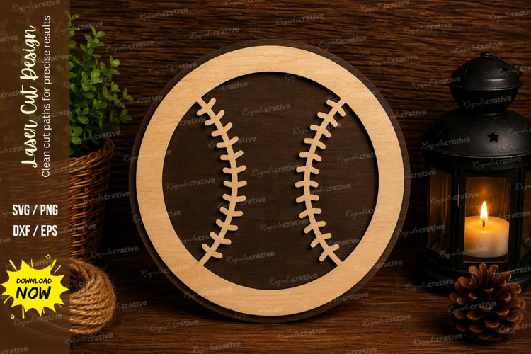 Baseball Circle Sign Laser Cut SVG File baseball svg, baseba
