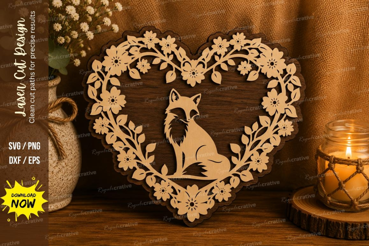 Cat Floral Heart Laser Cut SVG File cat heart svg, floral