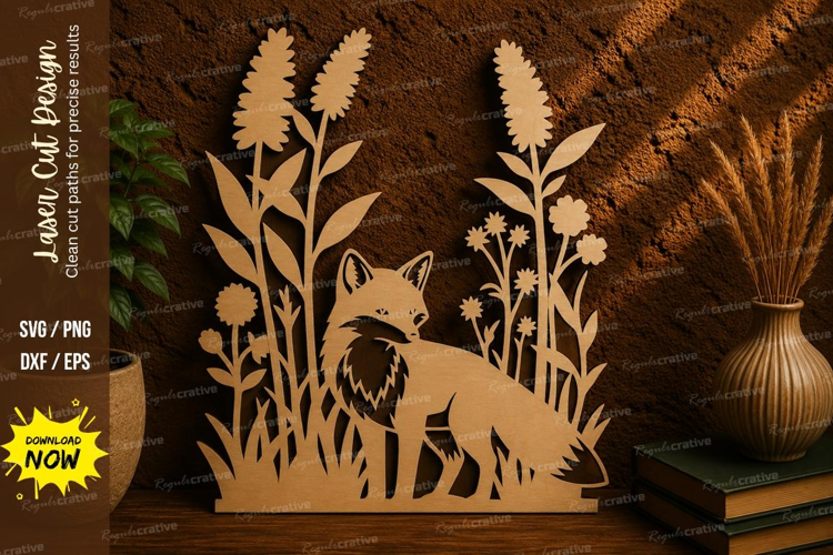 Fox in Wildflowers Laser Cut SVG File fox svg, wildflower