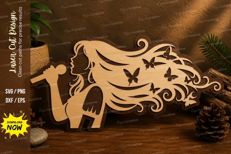 Singing Woman Music Laser Cut SVG File singing woman svg,