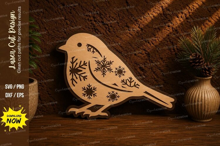 Floral Bird Ornament Laser Cut SVG File floral bird svg example image 1