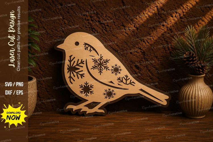 Floral Bird Ornament Laser Cut SVG File floral bird svg