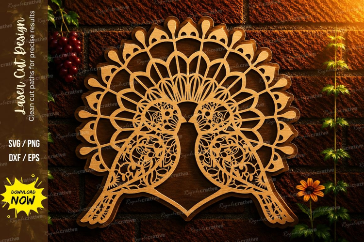 Peacock Mandala Laser Cut SVG File peacock svg, peacock mand