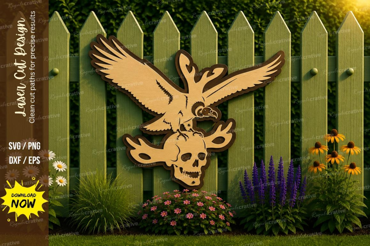 Flying Eagle Skull Laser Cut SVG File eagle skull svg, flyin
